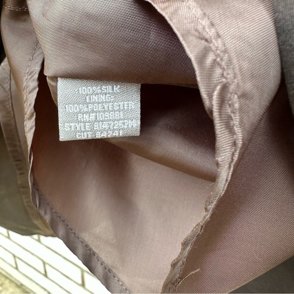 Donna Ricco Cocoa Brown 100% Silk Taffeta Surplice Midi Dress Romantic Cocktail - Picture 12 of 13